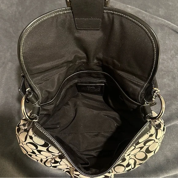 Vintage Y2K Coach F15203 Soho Black Gray Signature Sufflette Shoulder Bag - Picture 6 of 7